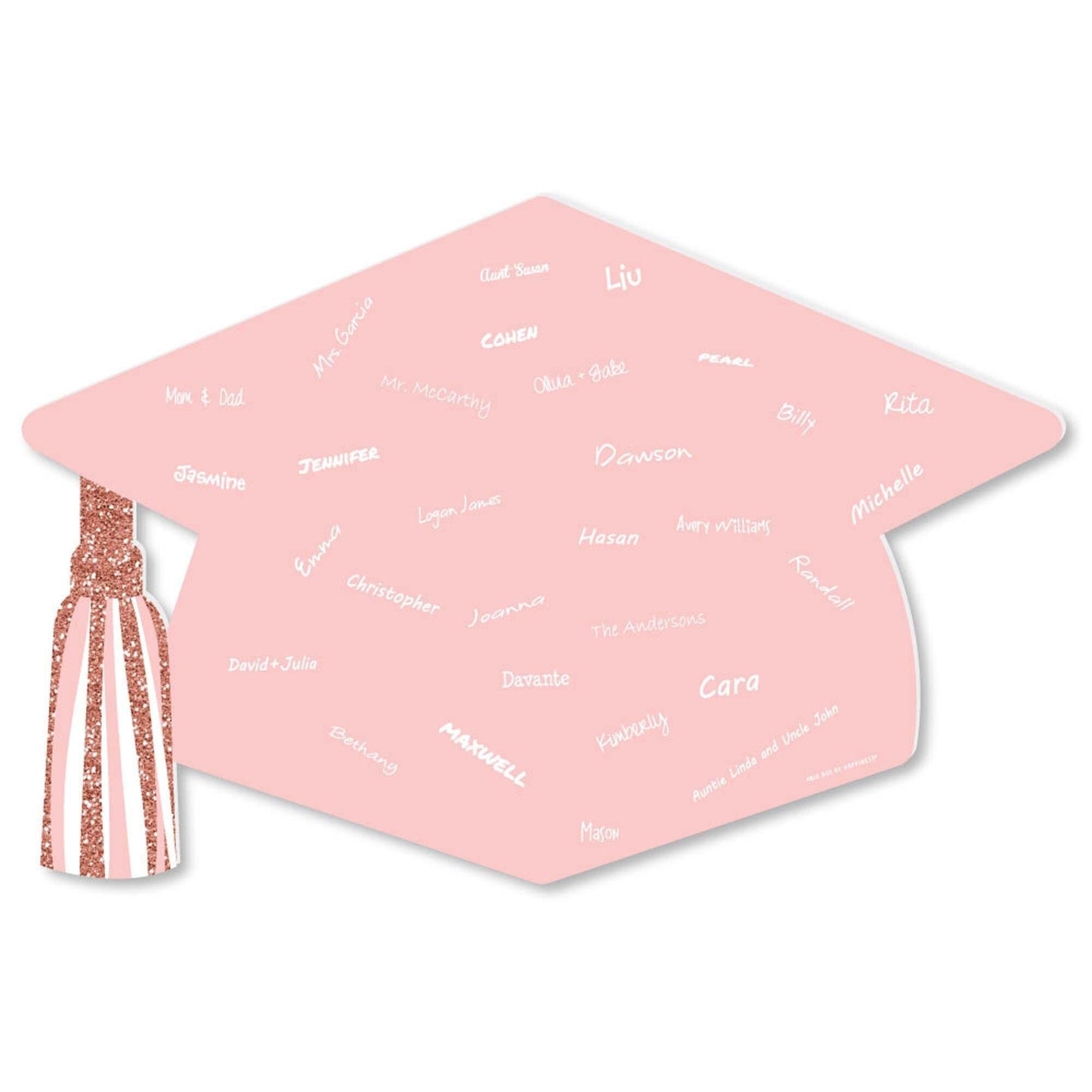 Rose Gold Grad - Grad Cap Guest Book Sign - Graduation Party Guestbook Alternative - Signature Mat