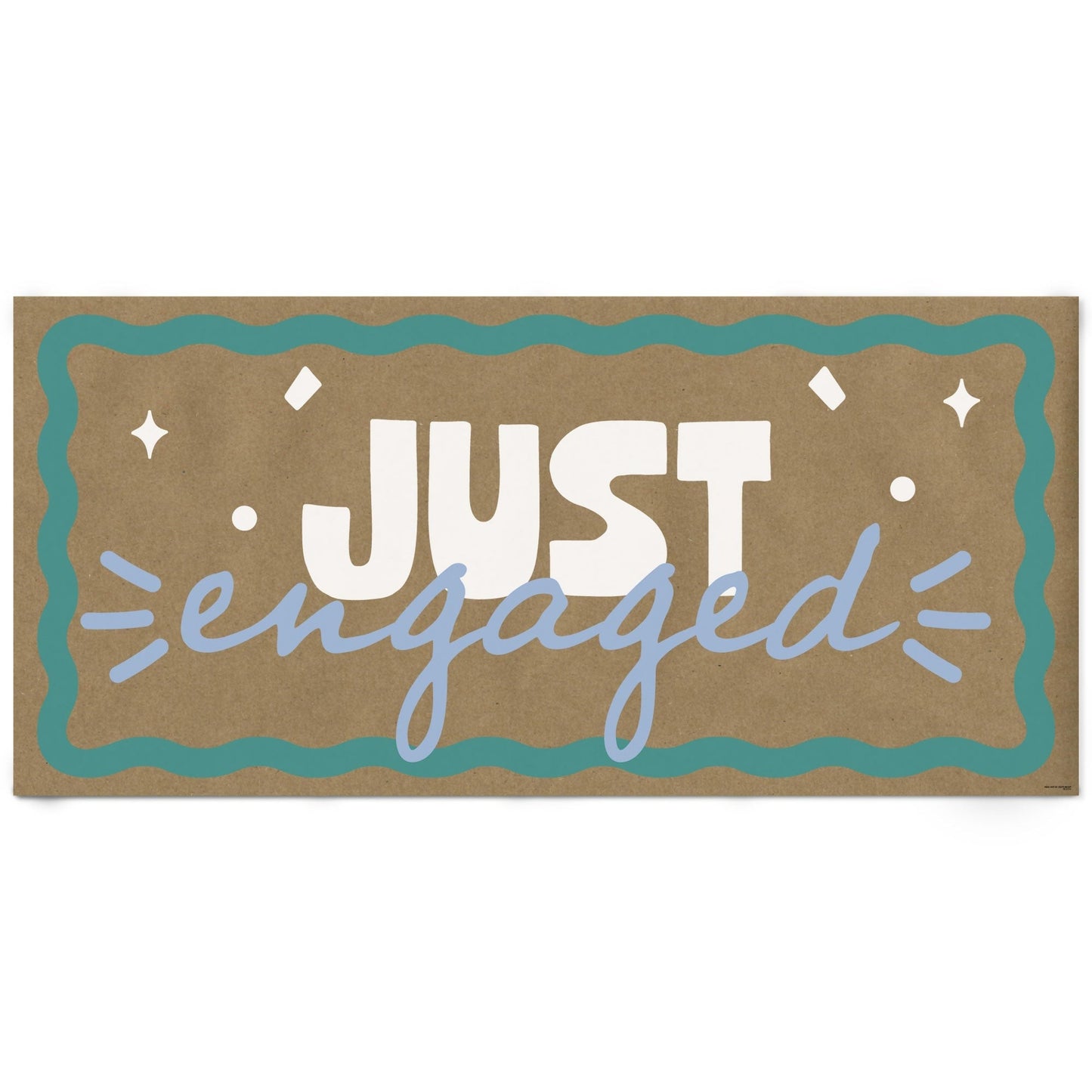 Wavy Just Engaged Kraft Banner