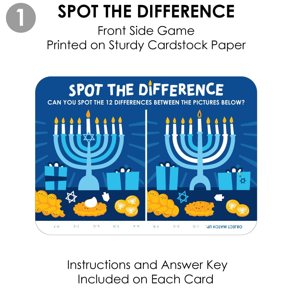 Hanukkah Menorah - 2-in-1 Chanukah Holiday Party Cards - Activity Duo Games - Set of 20