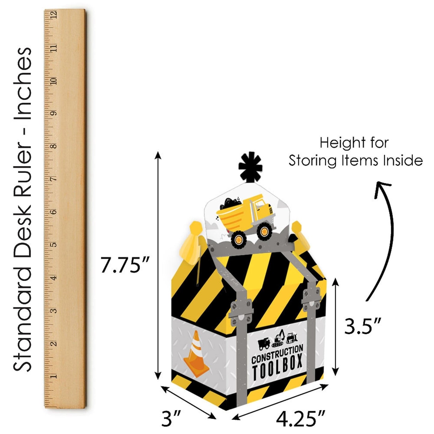 Dig It - Construction Party Zone - Treat Box Party Favors - Baby Shower or Birthday Party Goodie Gable Boxes - Set of 12