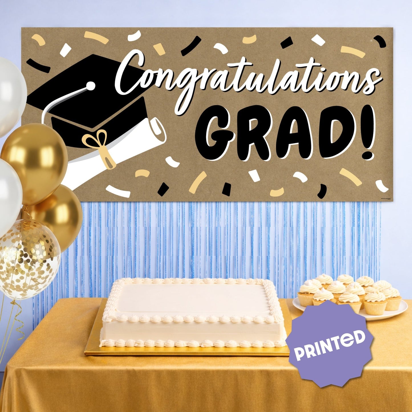Black & Gold Grad Kraft Banner