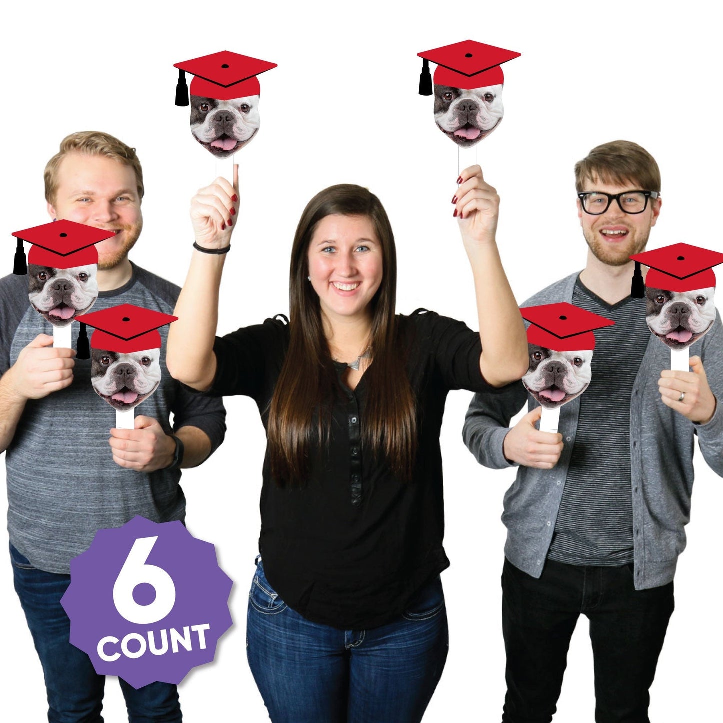 Custom Fun Face Red Grad Paddles - 6 Ct