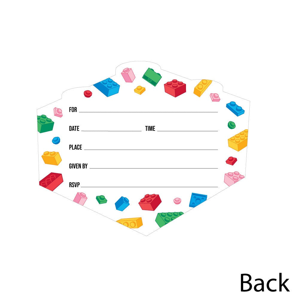 Building Blocks Shaped Fill-In Invitations - 12 Ct