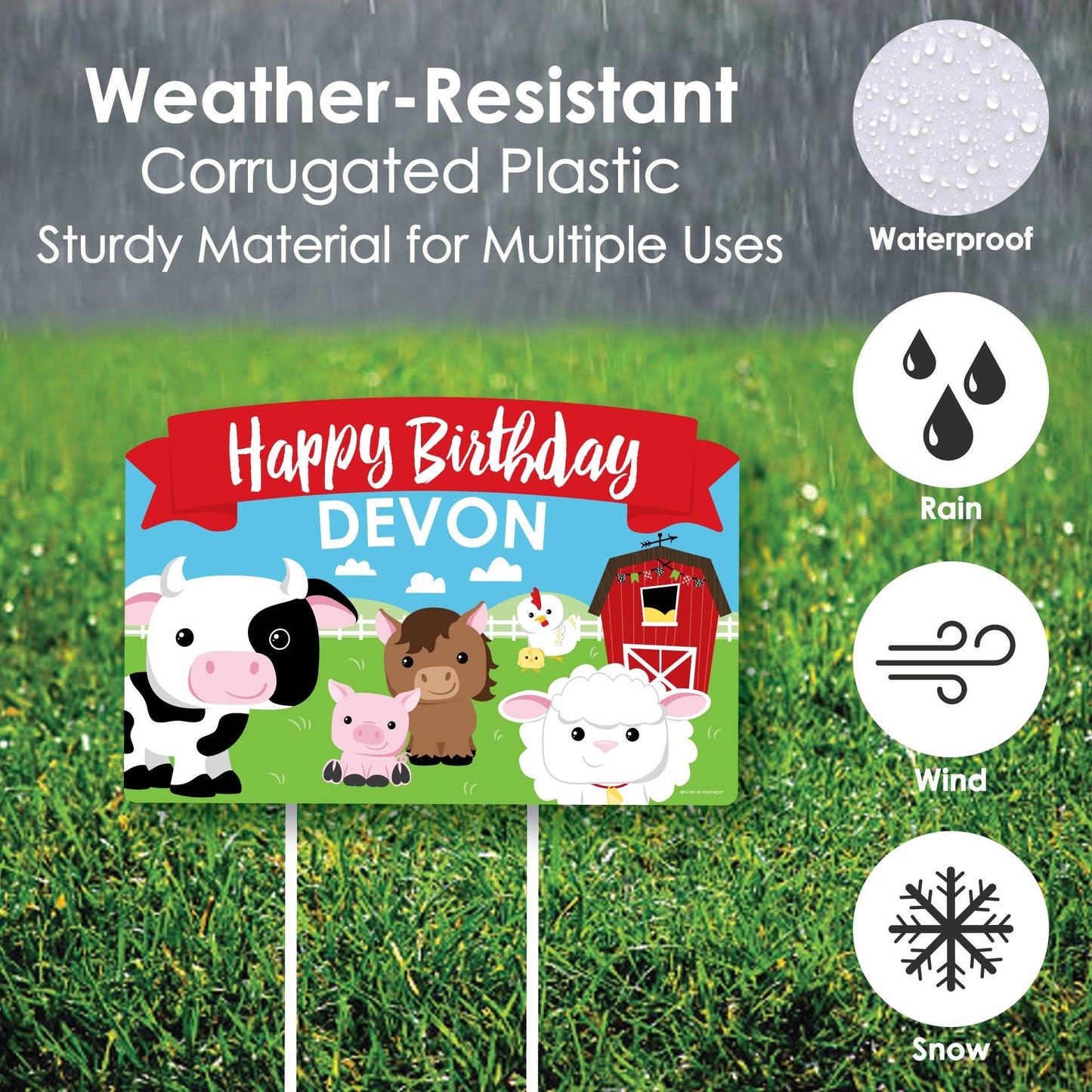 Farm Animals - Barnyard Birthday Party Yard Sign Lawn Decorations - Personalized Happy Birthday Party Yardy Sign