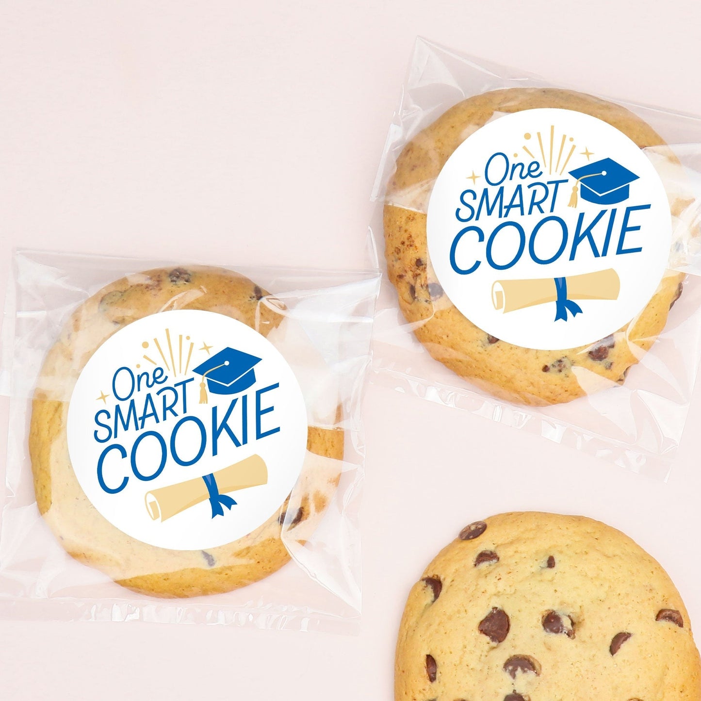 Blue Grad Stickers & Clear Cookie Bags - 25 Ct