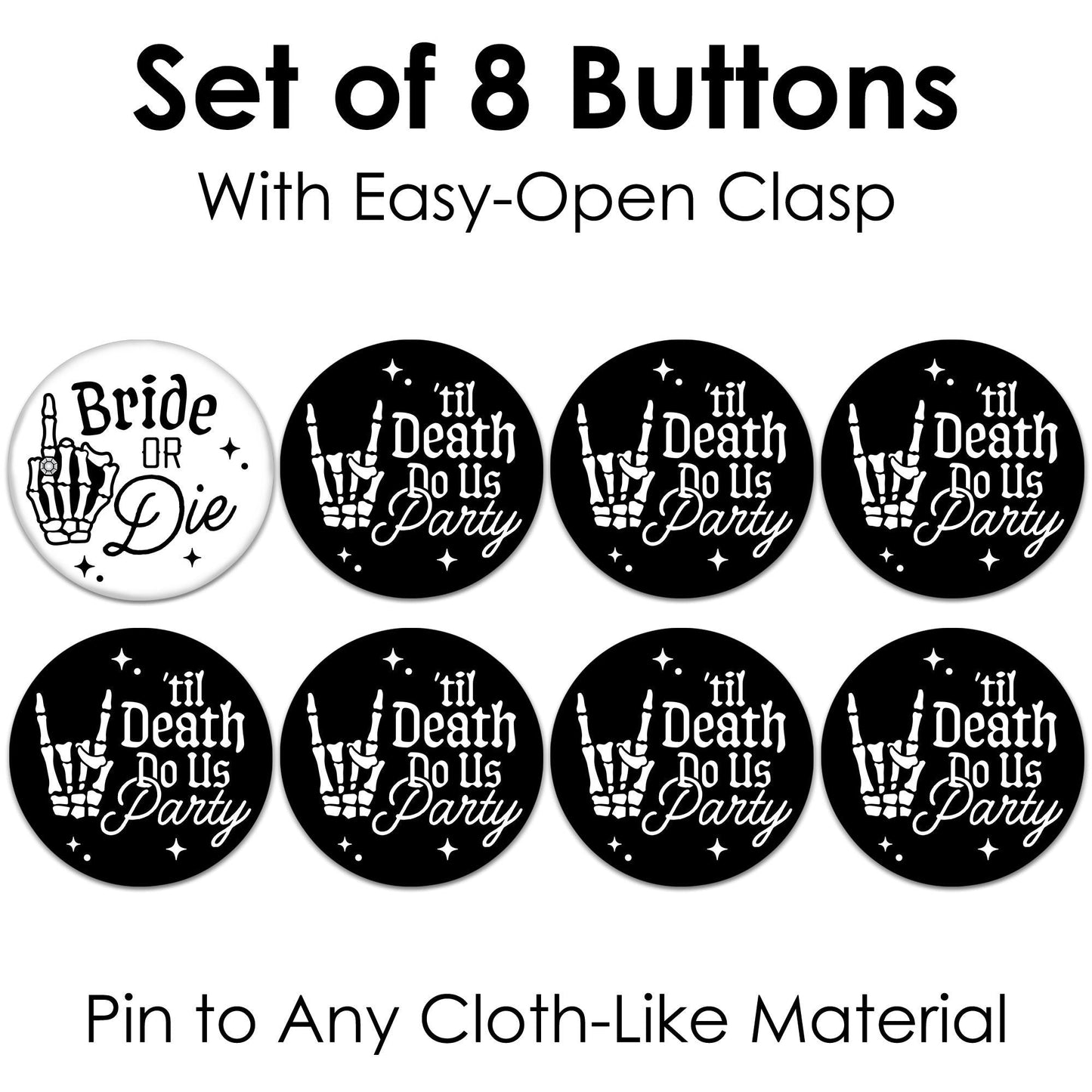Til Death Do Us Party Bachelorette Buttons - 8 Ct