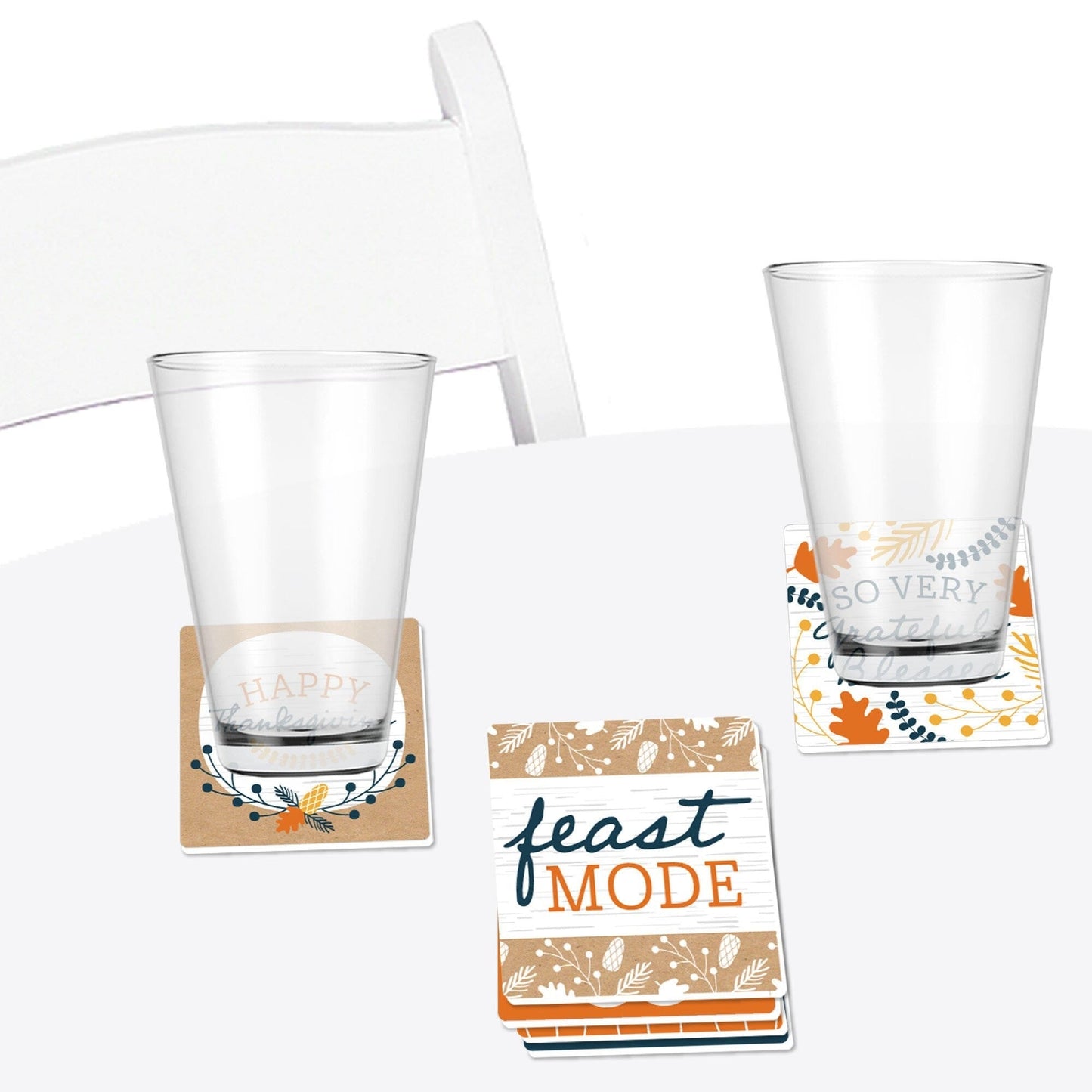 Happy Thanksgiving - Funny Fall Harvest Party Decorations - Drink Coasters - Set of 6