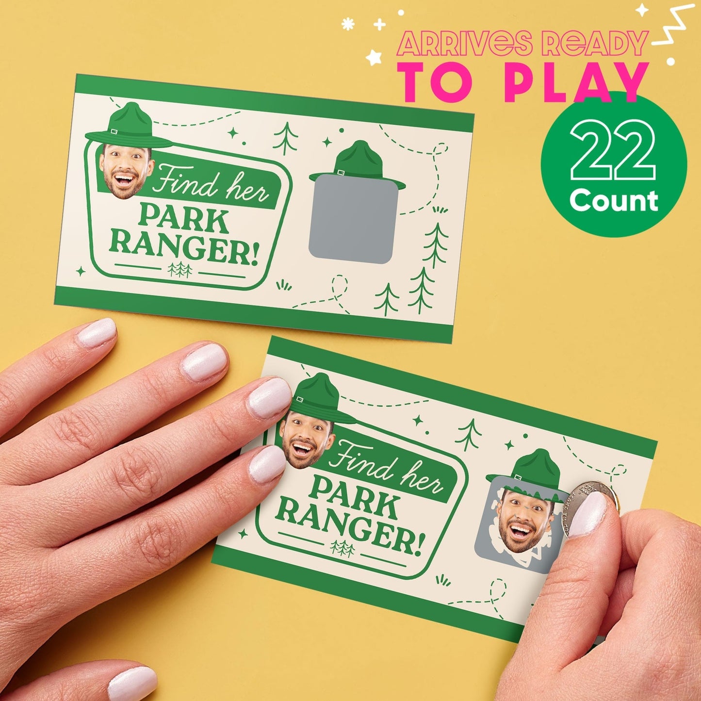 Custom Face Camp Bach Scratch Off Card Game - 22 Ct