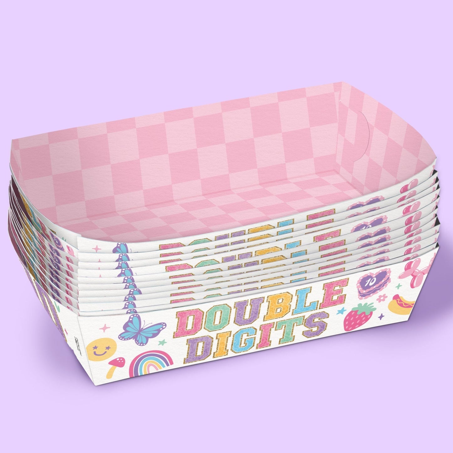 Preppy 10th Birthday Girl Party Paper Food Trays - 12 Ct