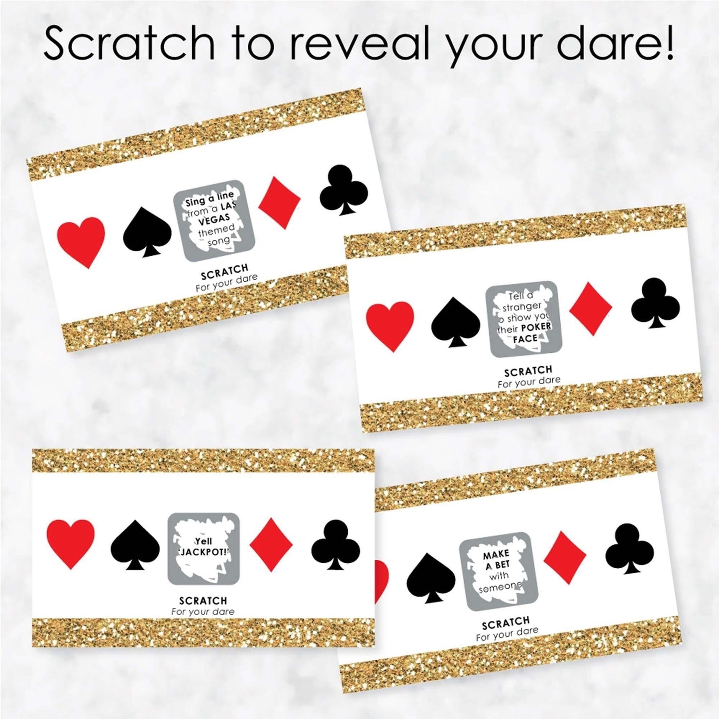 Las Vegas - Casino Party Scratch Off Dare Cards - 22 Cards