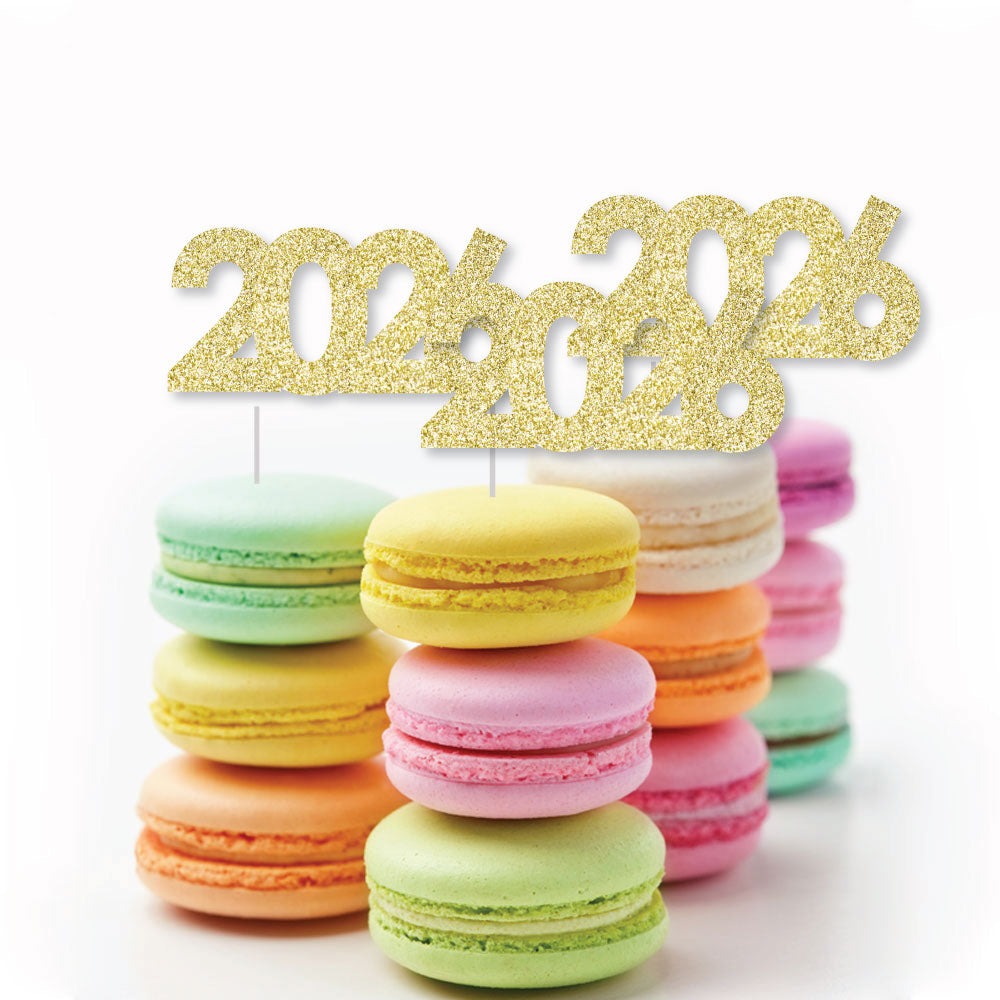 Gold Glitter 2026 - No-Mess Real Gold Glitter Cut-Out Numbers - New Year's Eve Party Confetti - Set of 24