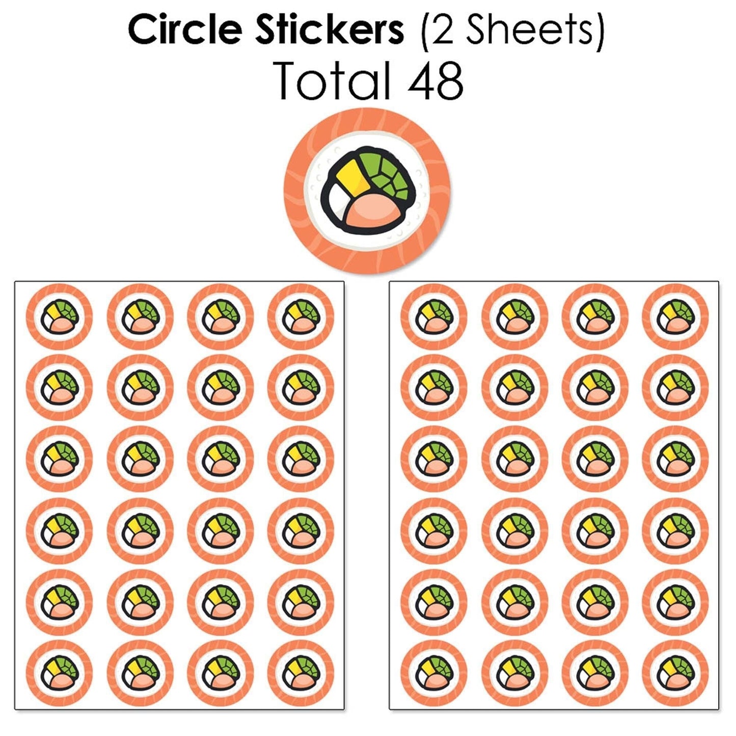 Let's Roll - Sushi - Mini Candy Bar Wrappers, Round Candy Stickers and Circle Stickers - Japanese Party Candy Favor Sticker Kit - 304 Pieces