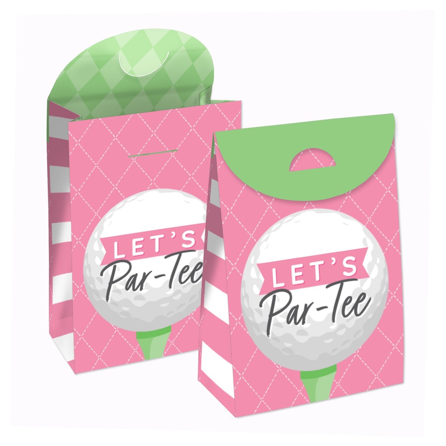 Golf Girl - Pink Birthday Party or Baby Shower Gift Favor Bags - Party Goodie Boxes - Set of 12