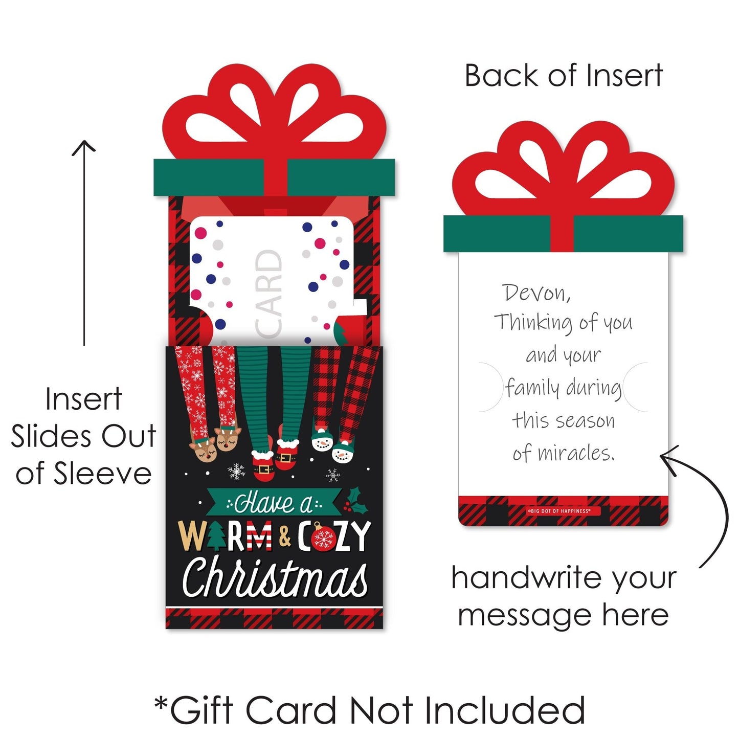 Christmas Pajamas - Holiday Plaid PJ Party Money and Gift Card Sleeves - Nifty Gifty Card Holders - Set of 8