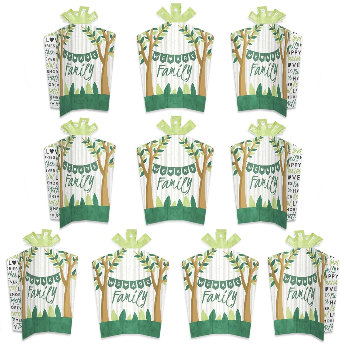 Family Tree Reunion - Table Decorations - Family Gathering Party Fold and Flare Centerpieces - 10 Count