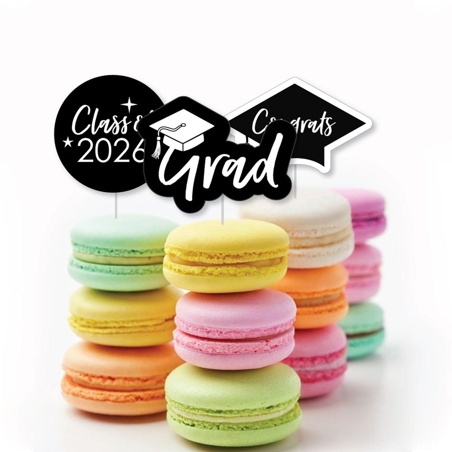 Black and White Grad - Best is Yet to Come - DIY Shaped 2026 Graduation Party Paper Cut-Outs - 24 ct