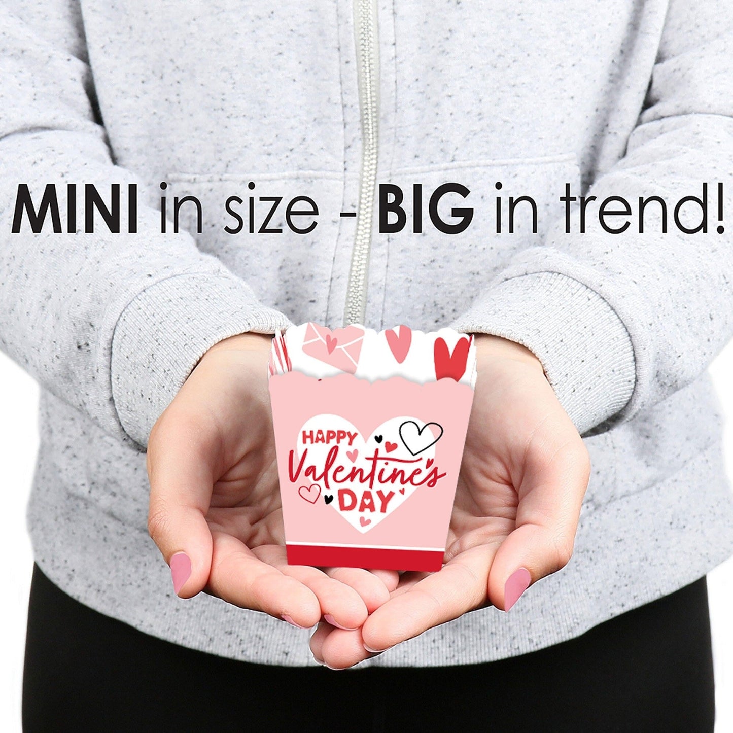 Happy Valentine's Day - Party Mini Favor Boxes - Valentine Hearts Party Treat Candy Boxes - Set of 12