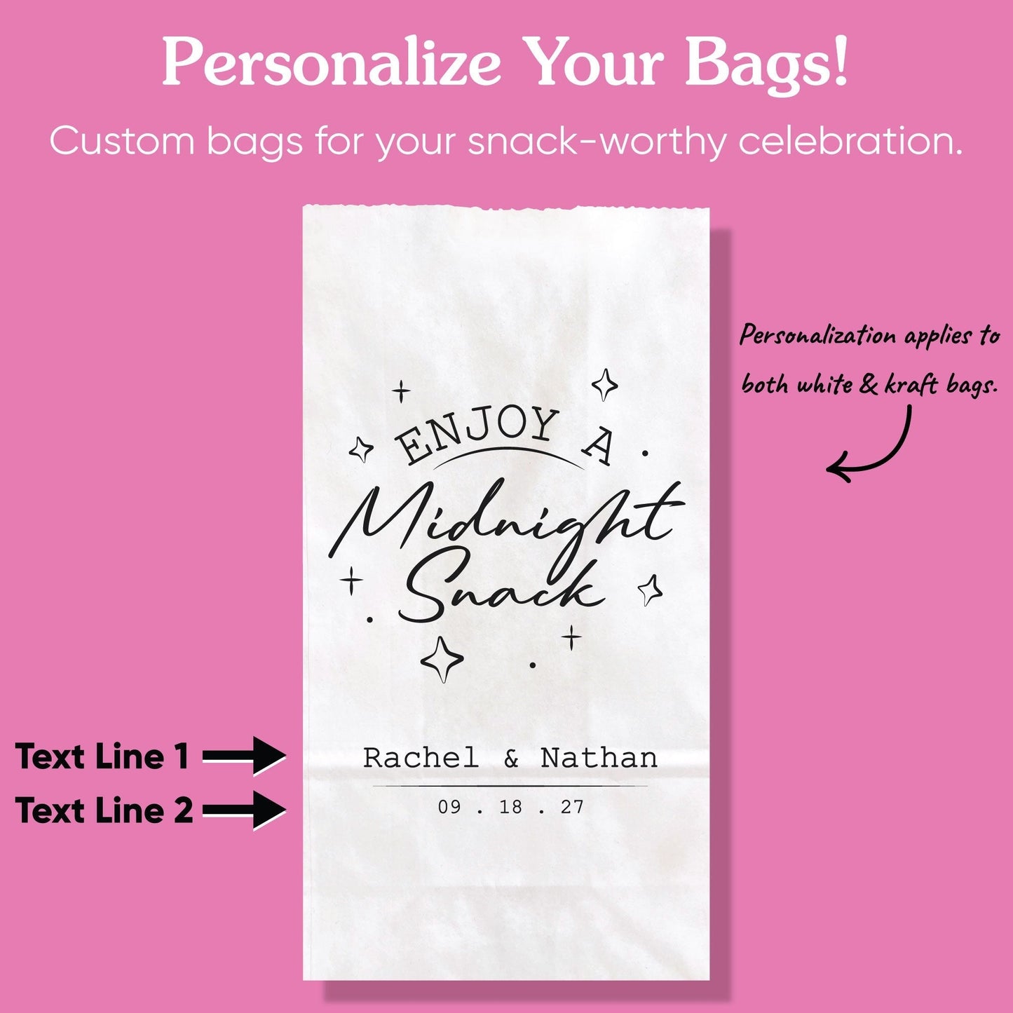 Custom Text Popcorn Bags - Midnight Snack
