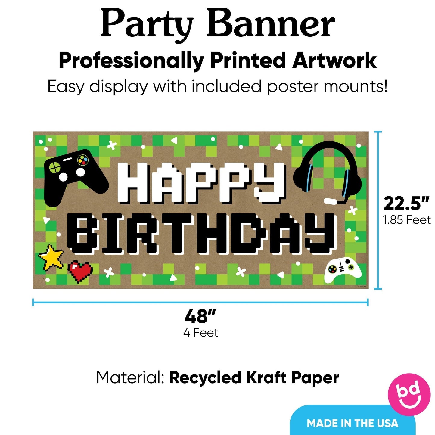 Game Zone Birthday Kraft Banner