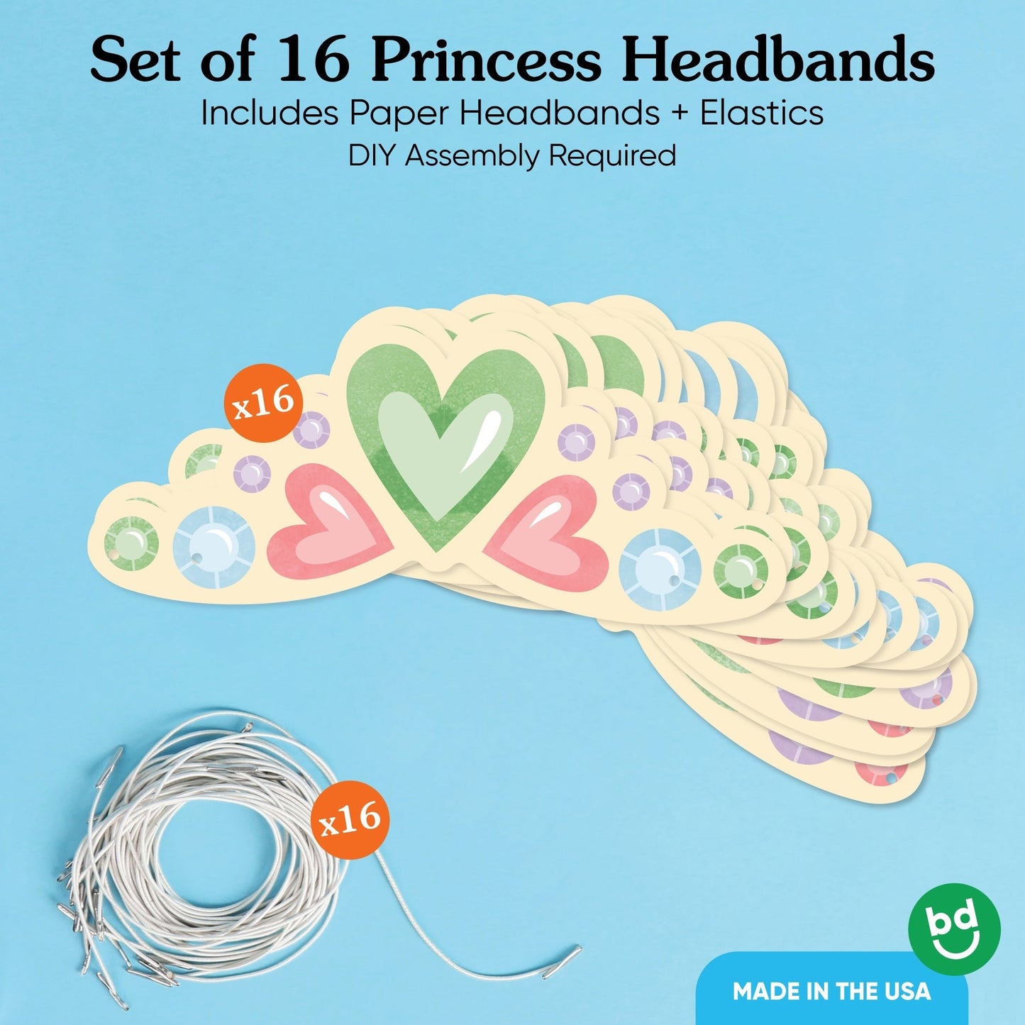 Princess Paper Crown Headbands - 16 Ct