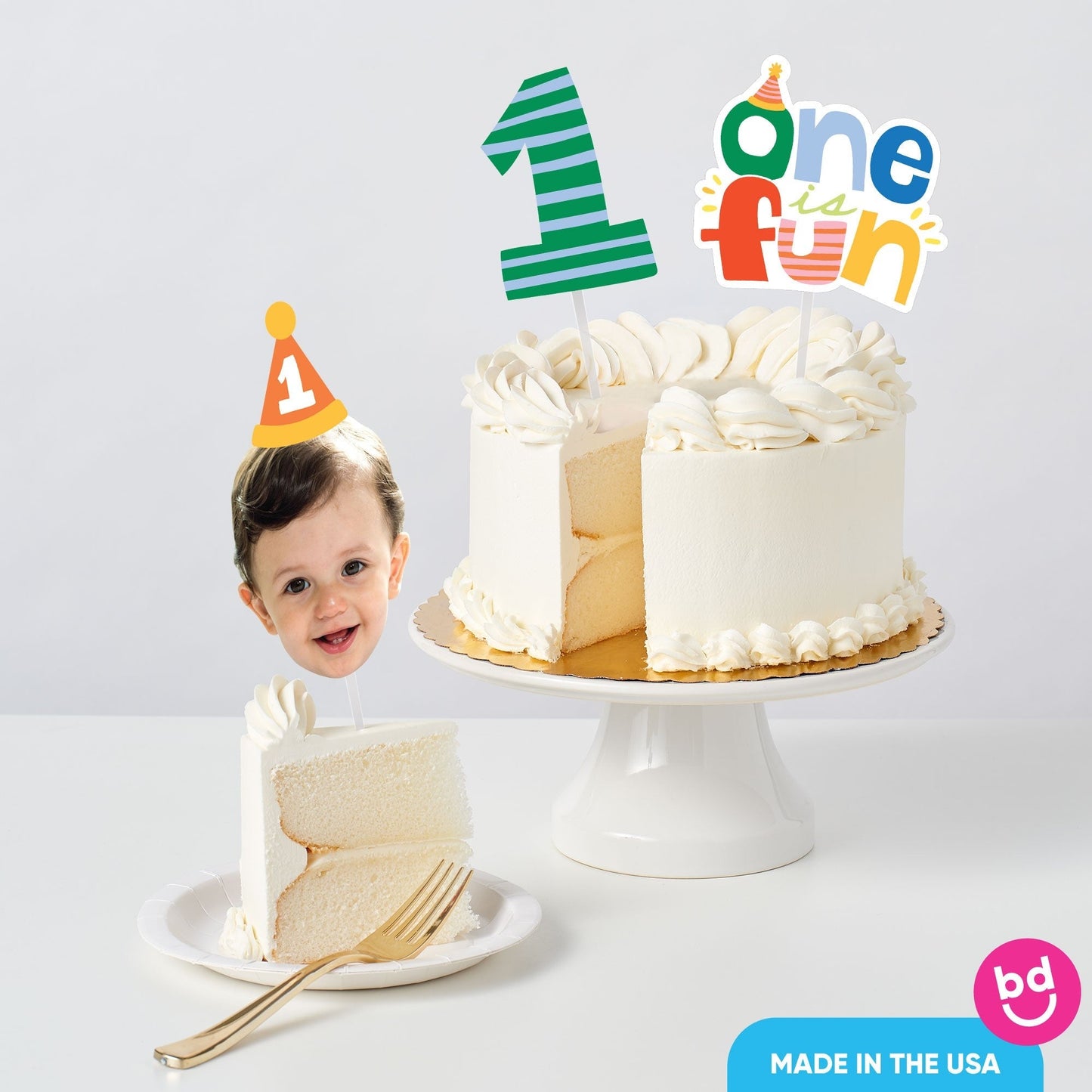 Custom Face One is Fun Cake Topper - 3 Pc