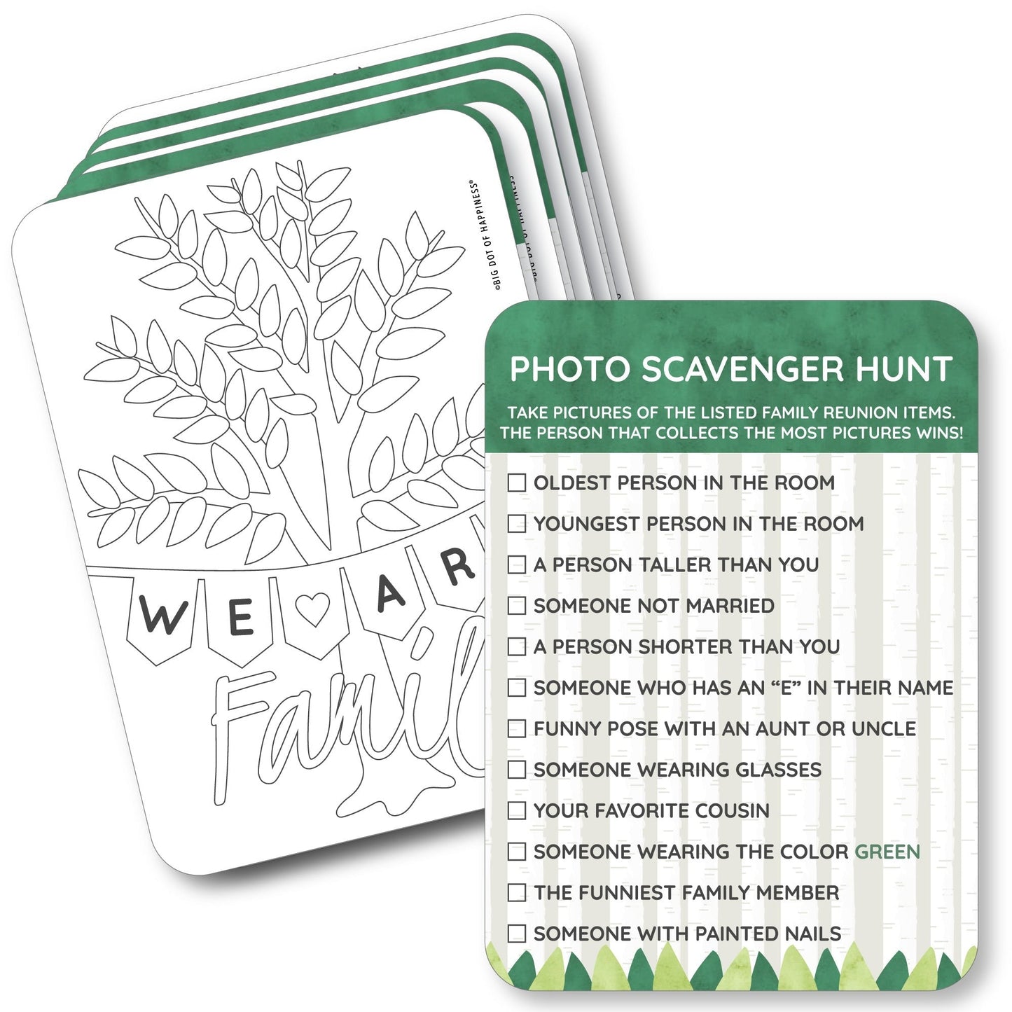 Family Tree Reunion - 2-in-1 Family Gathering Party Cards - Activity Duo Games - Set of 20
