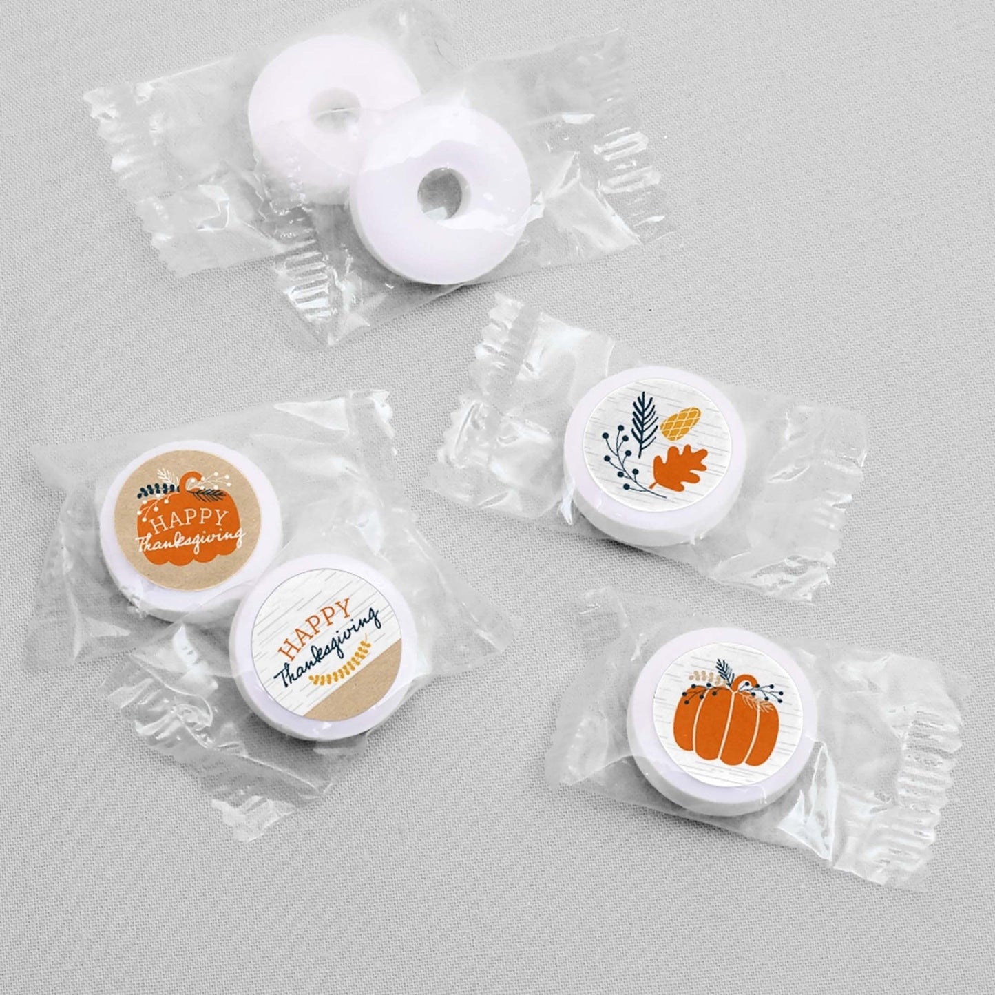 Happy Thanksgiving - Fall Harvest Party Round Candy Sticker Favors - Labels Fit Hershey's Kisses - 108 ct