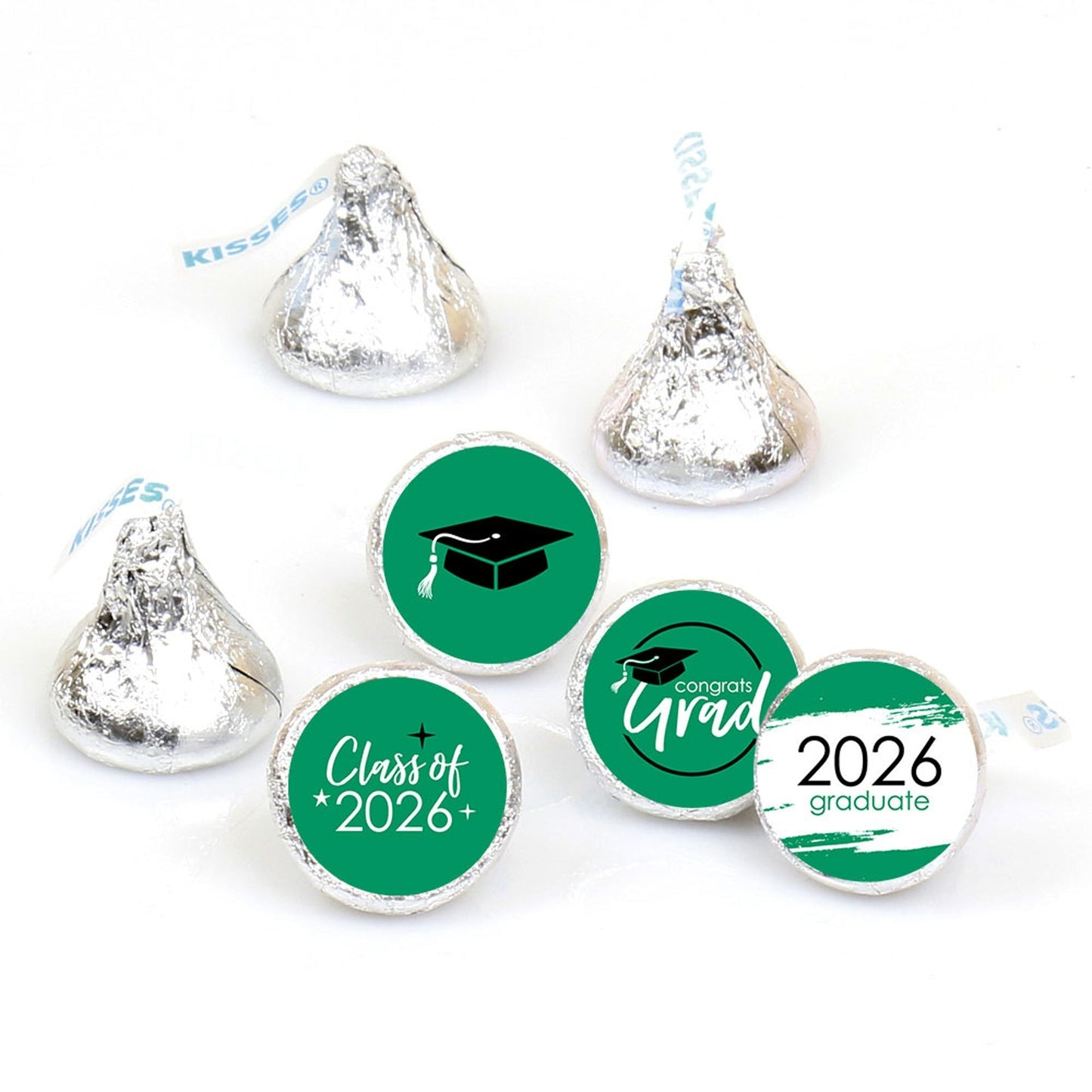 Green Grad - Best is Yet to Come - Round Candy Labels 2026 Graduation Party Favors - Fits Hershey's Kisses 108 Ct