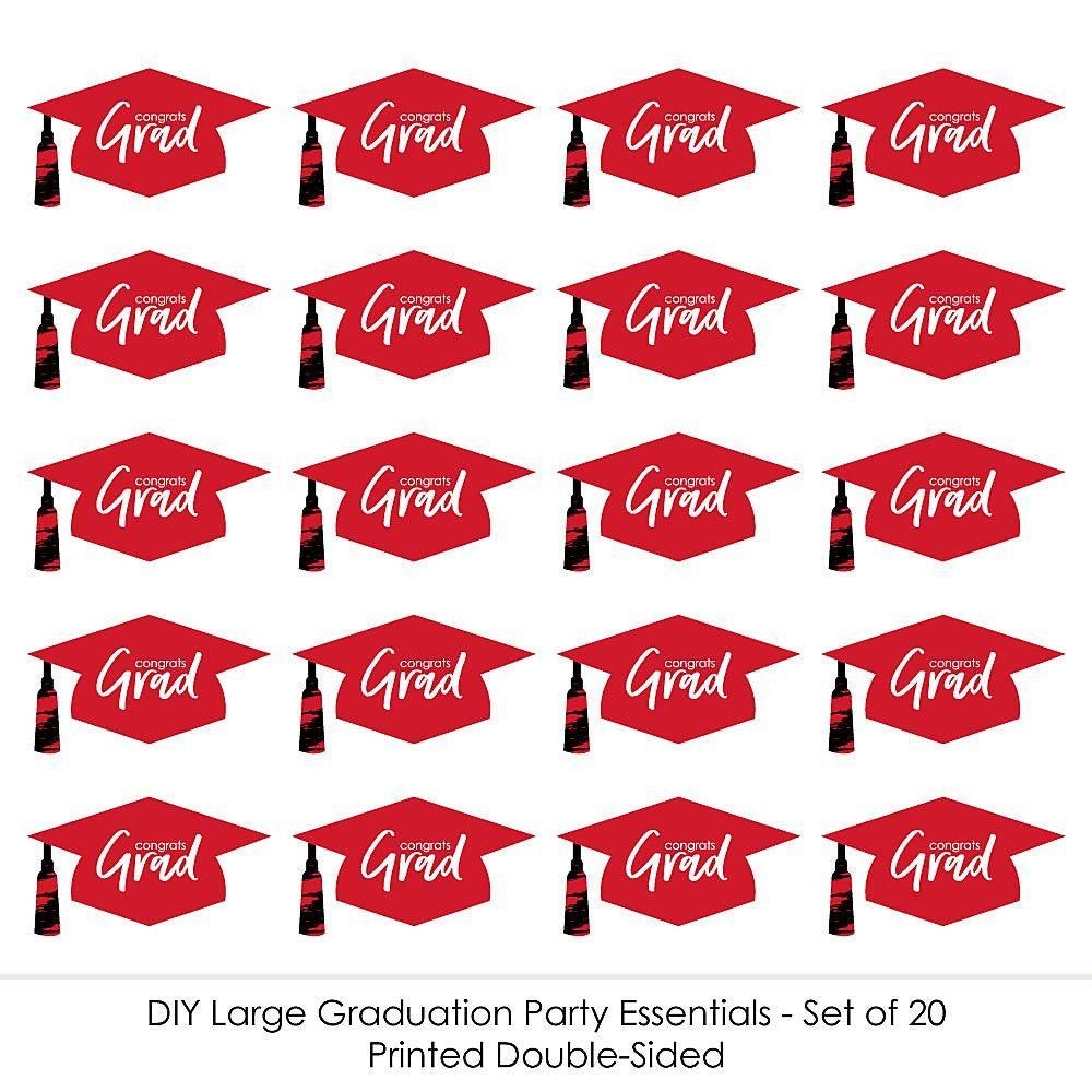 Red Grad - Best is Yet to Come - Graduation Hat Decorations DIY Large Red Graduation Party Essentials - 20 Count