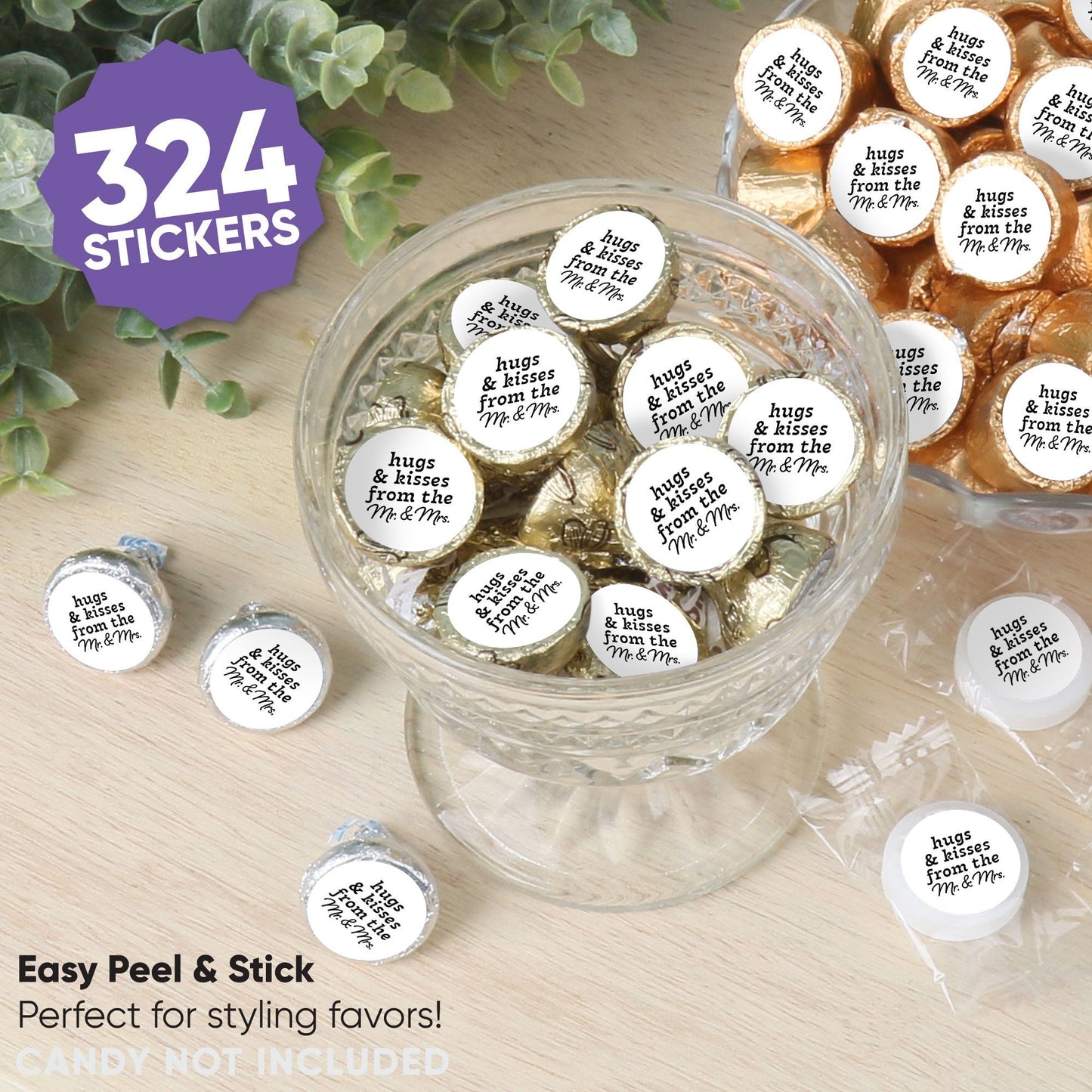 Mr. & Mrs. Wedding Candy Stickers - 324 Ct