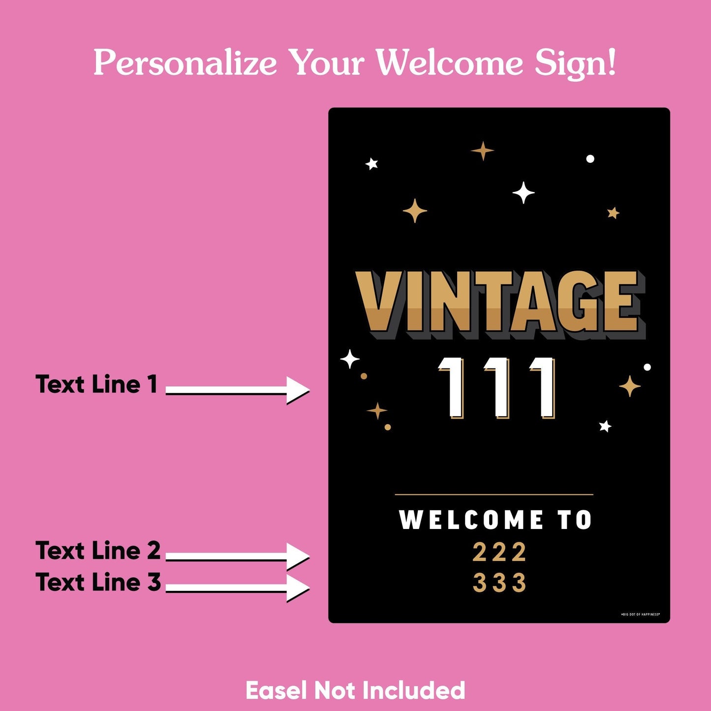 Custom Text Vintage Birthday Welcome Sign (Select Your Size)