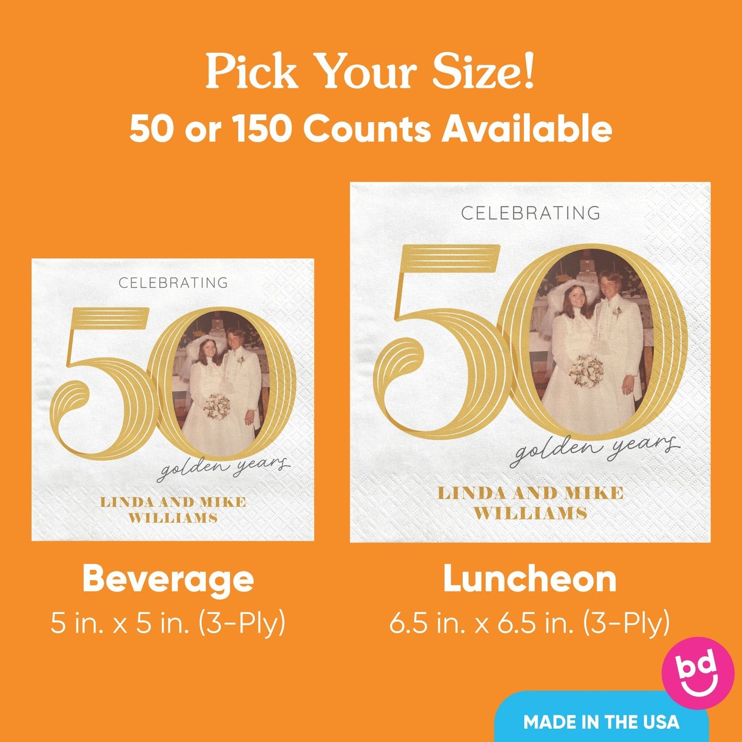 Custom Photo Napkins - 50th Wedding Anniversary