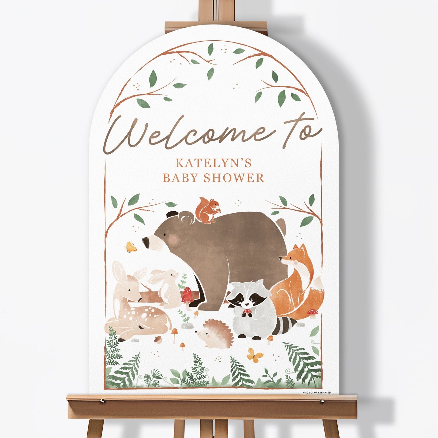 Personalized Text Woodland Animals Welcome Sign (Select Your Size)
