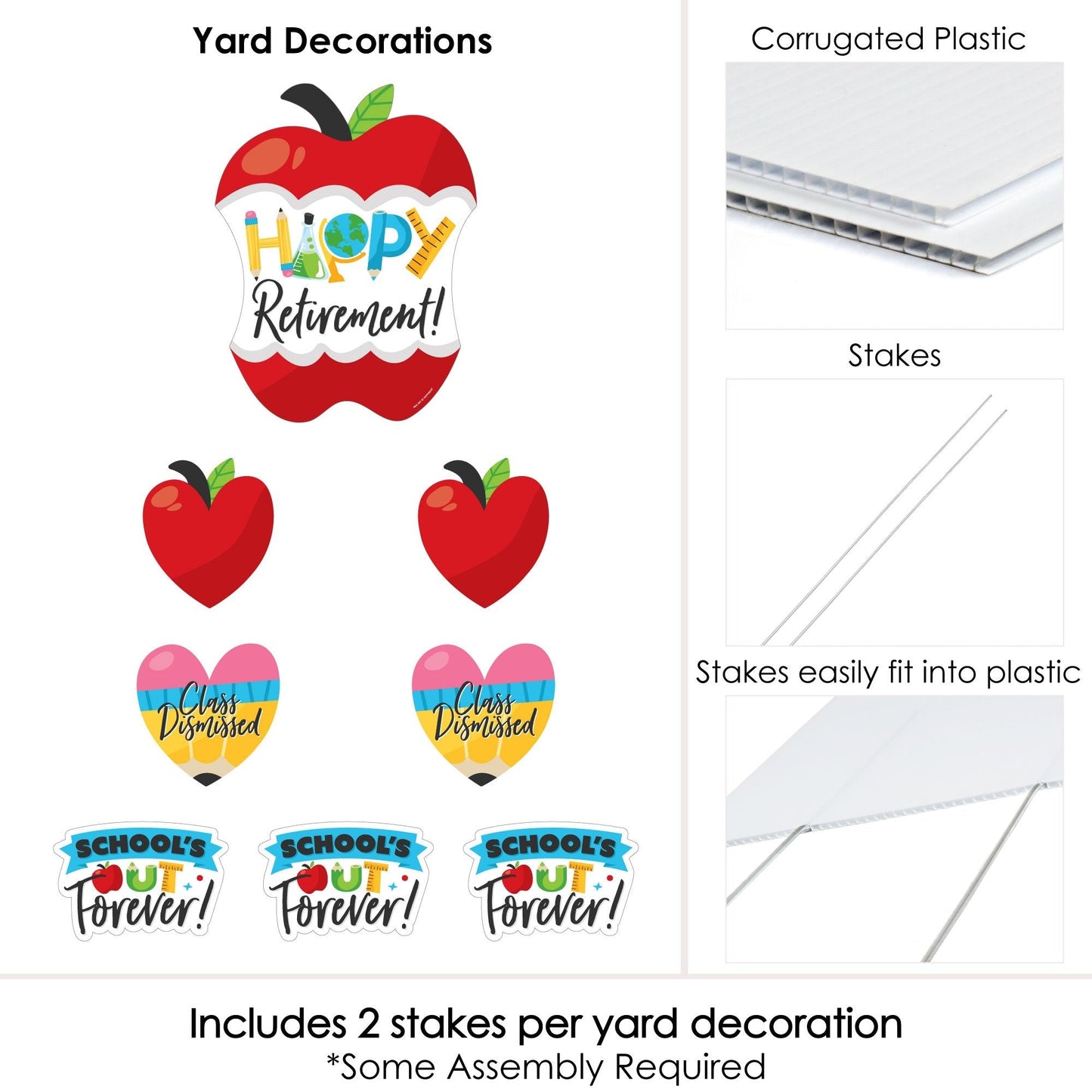 Teacher Retirement - Yard Sign and Outdoor Lawn Decorations - Happy Retirement Party Yard Signs - Set of 8