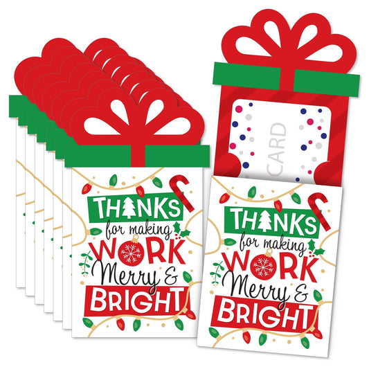 Co-Worker Appreciation - Christmas Thank You Employee Staff Money and Gift Card Sleeves - Nifty Gifty Card Holders - Set of 8