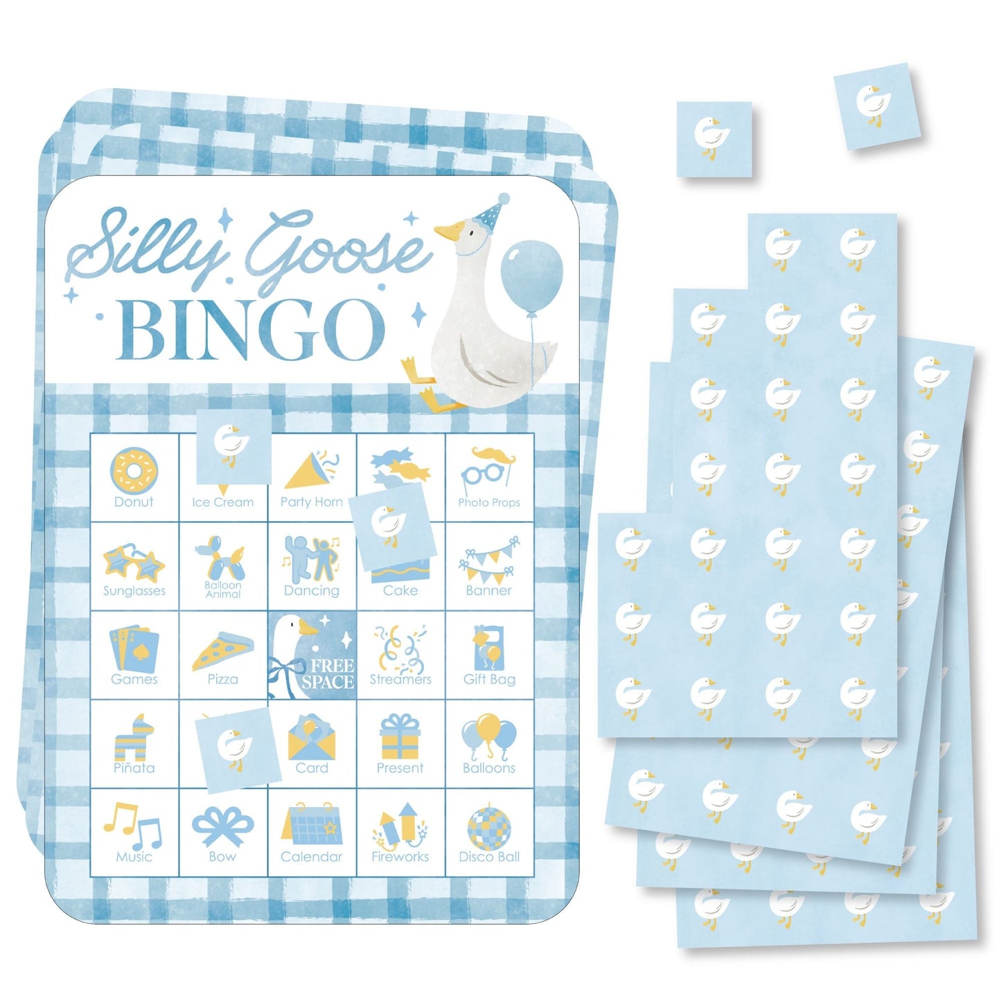 One Silly Goose Blue Bingo Game - 18 Ct