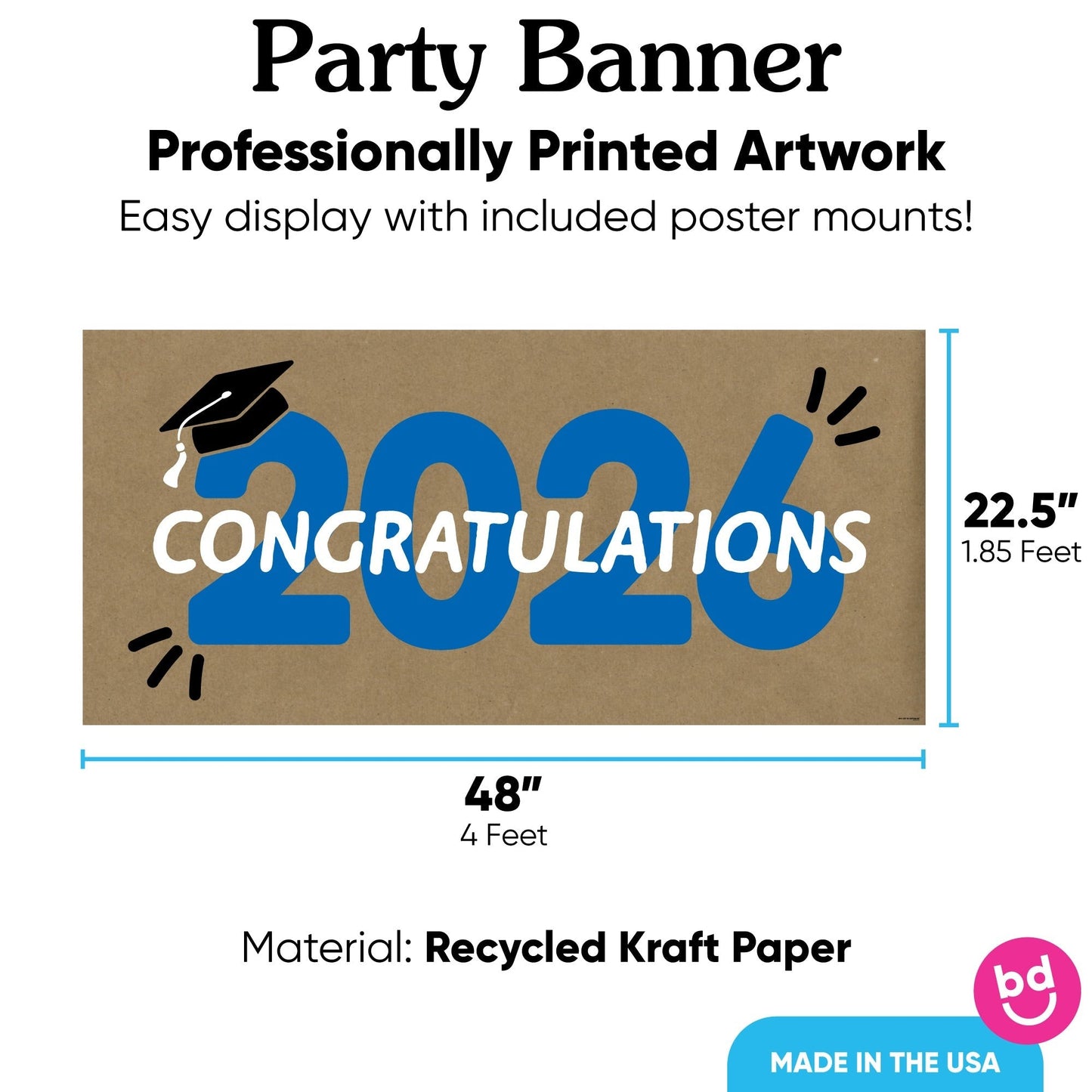 Blue 2026 Grad Kraft Banner