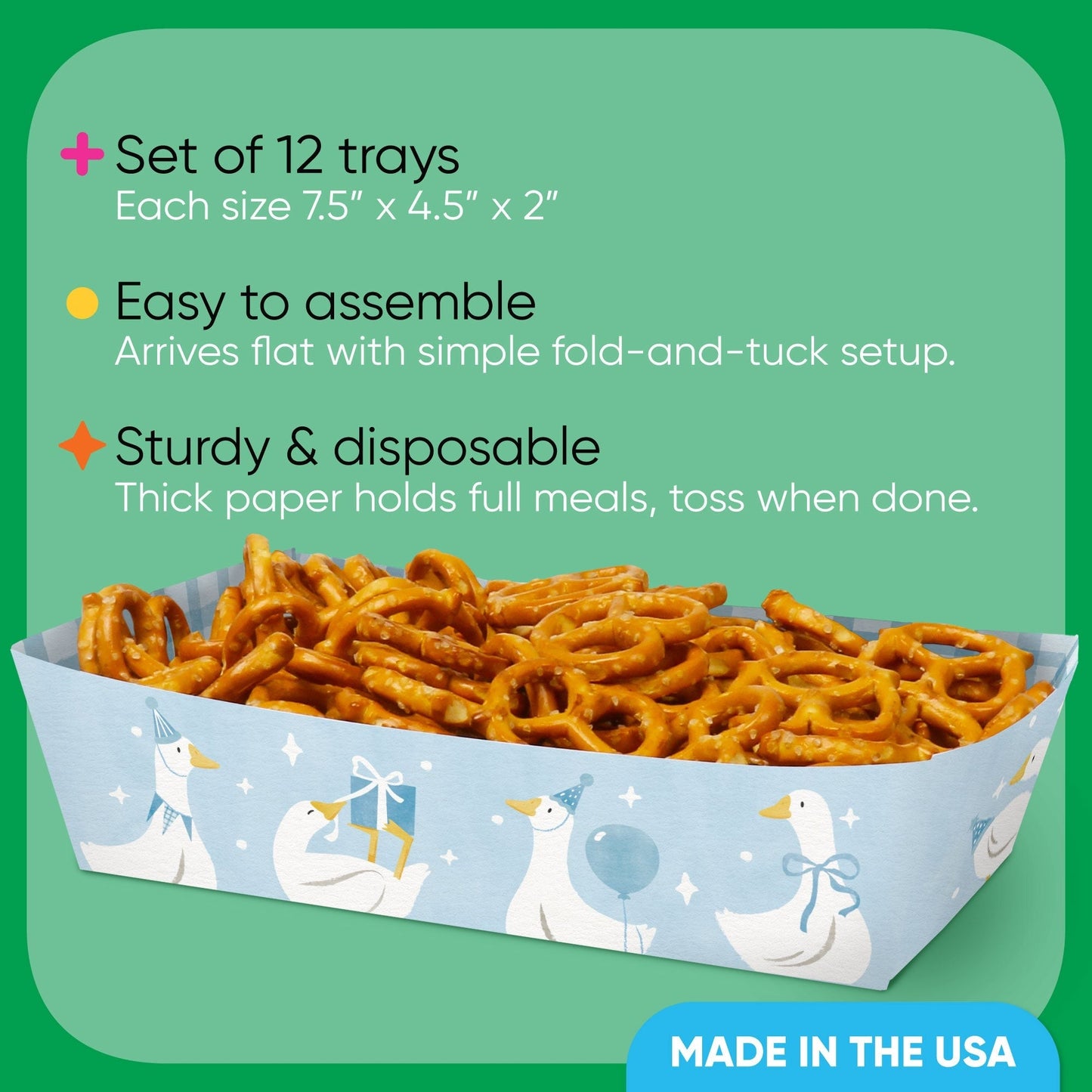 One Silly Goose Blue Party Paper Food Trays