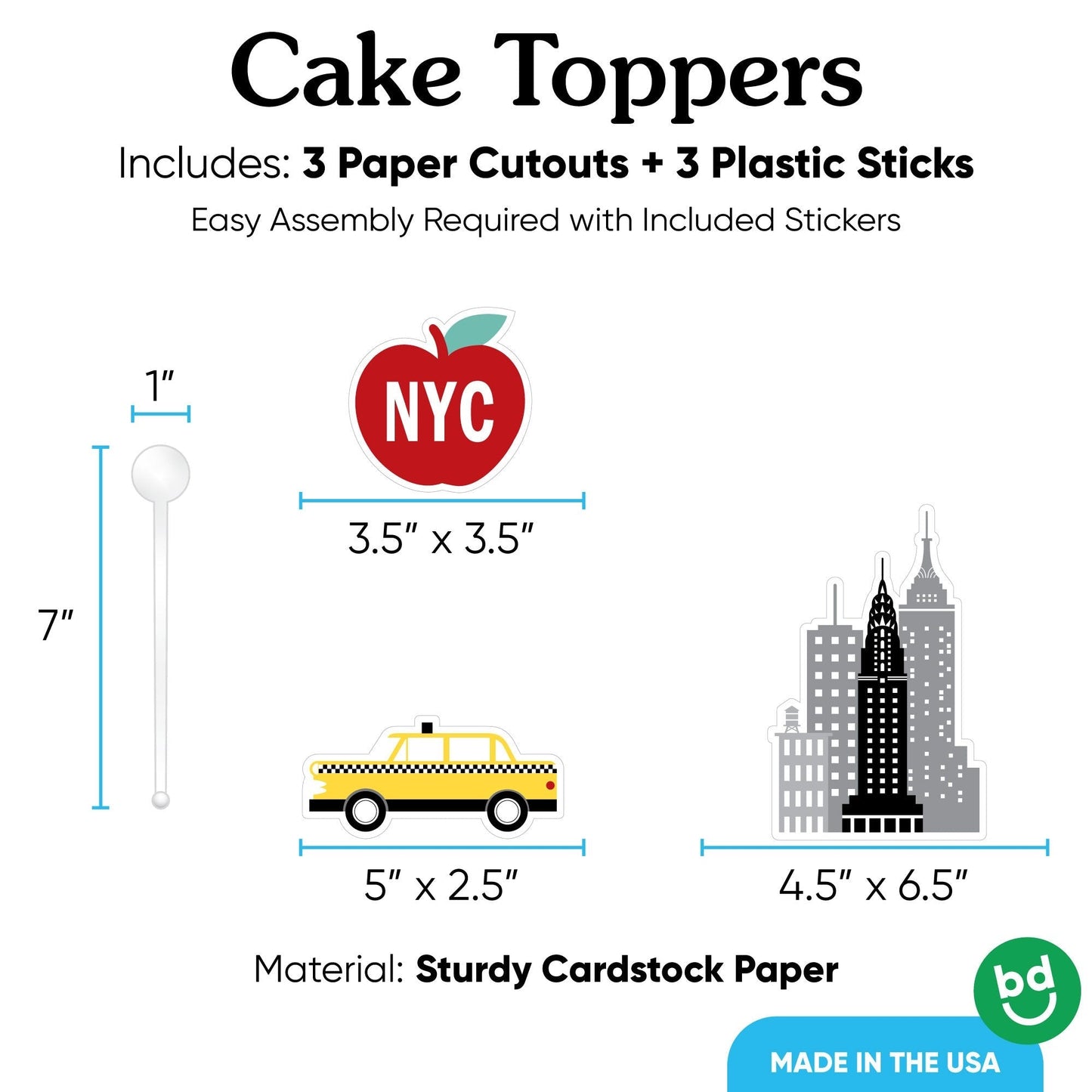 NYC Cityscape Cake Topper - 3 Pc