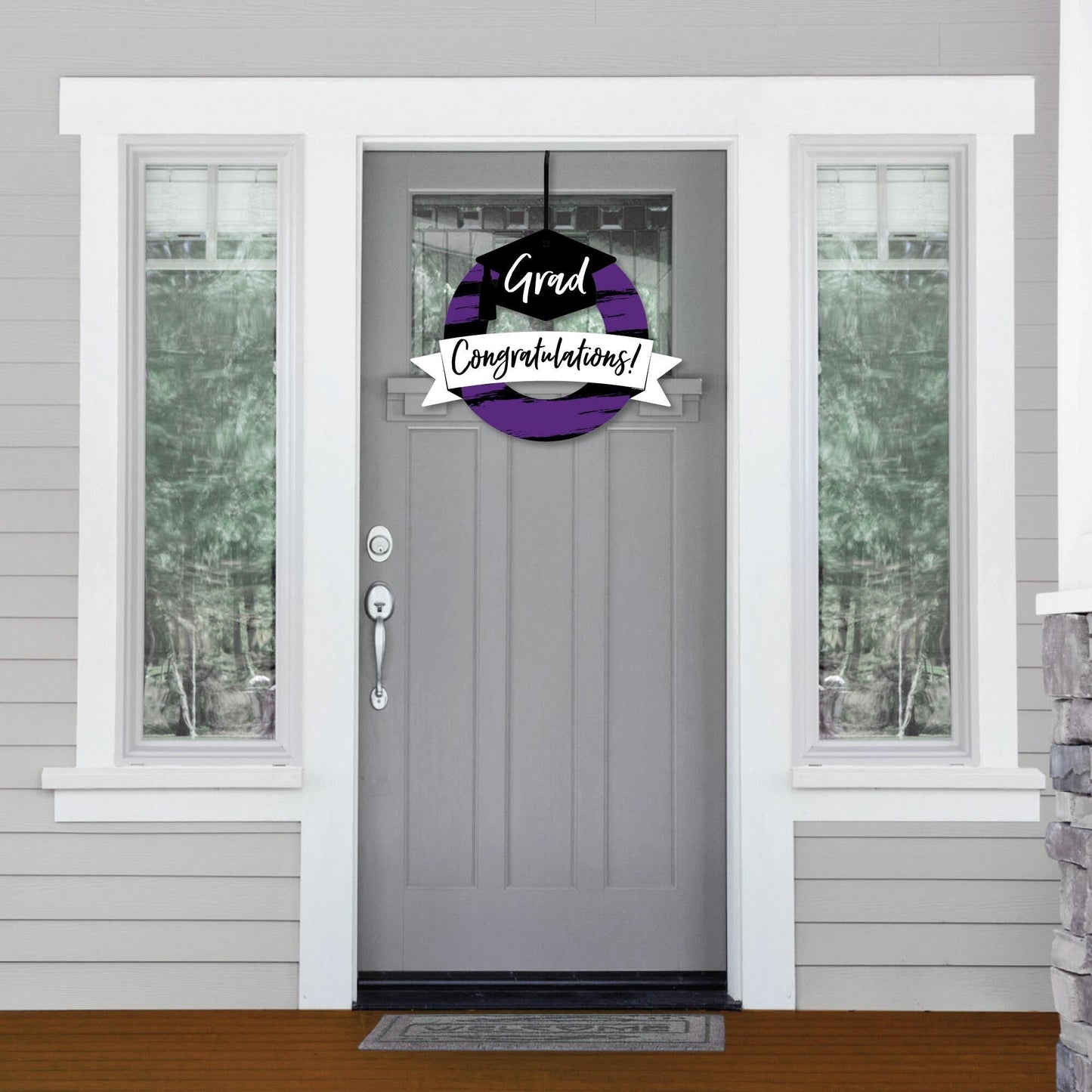 Purple Grad - Best is Yet to Come - Outdoor Purple Graduation Party Decor - Front Door Wreath