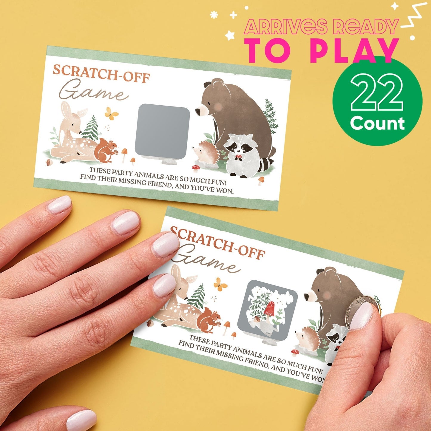 Woodland Animals Scratch Off Cards Game - 22 Ct