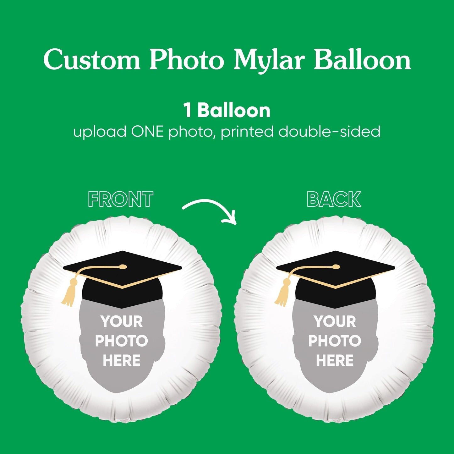Personalized Fun Face Grad Cap Balloon - Double Sided - 1 Ct