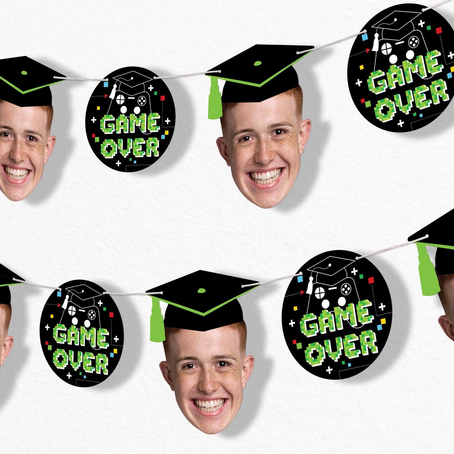 Custom Face Video Game Graduation Garland Banner