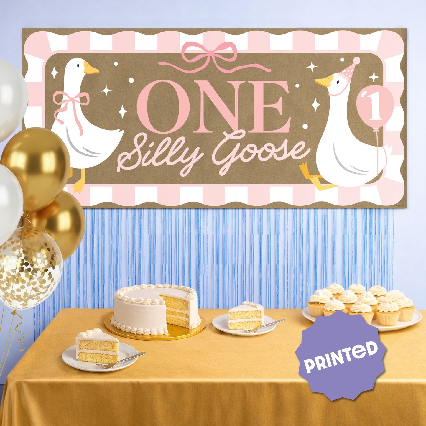 One Silly Goose Pink Kraft Banner