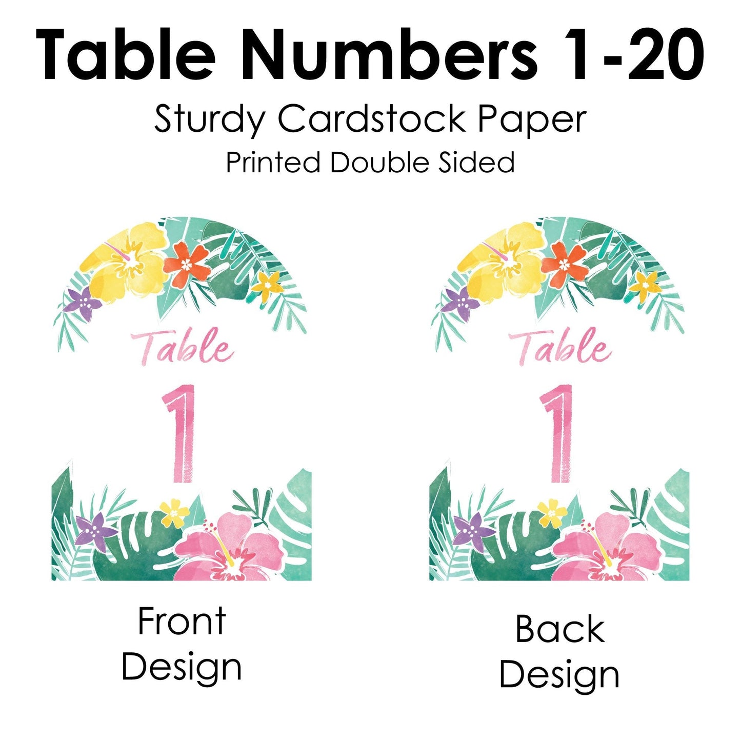 Hawaiian Luau Table Numbers - 20 Ct