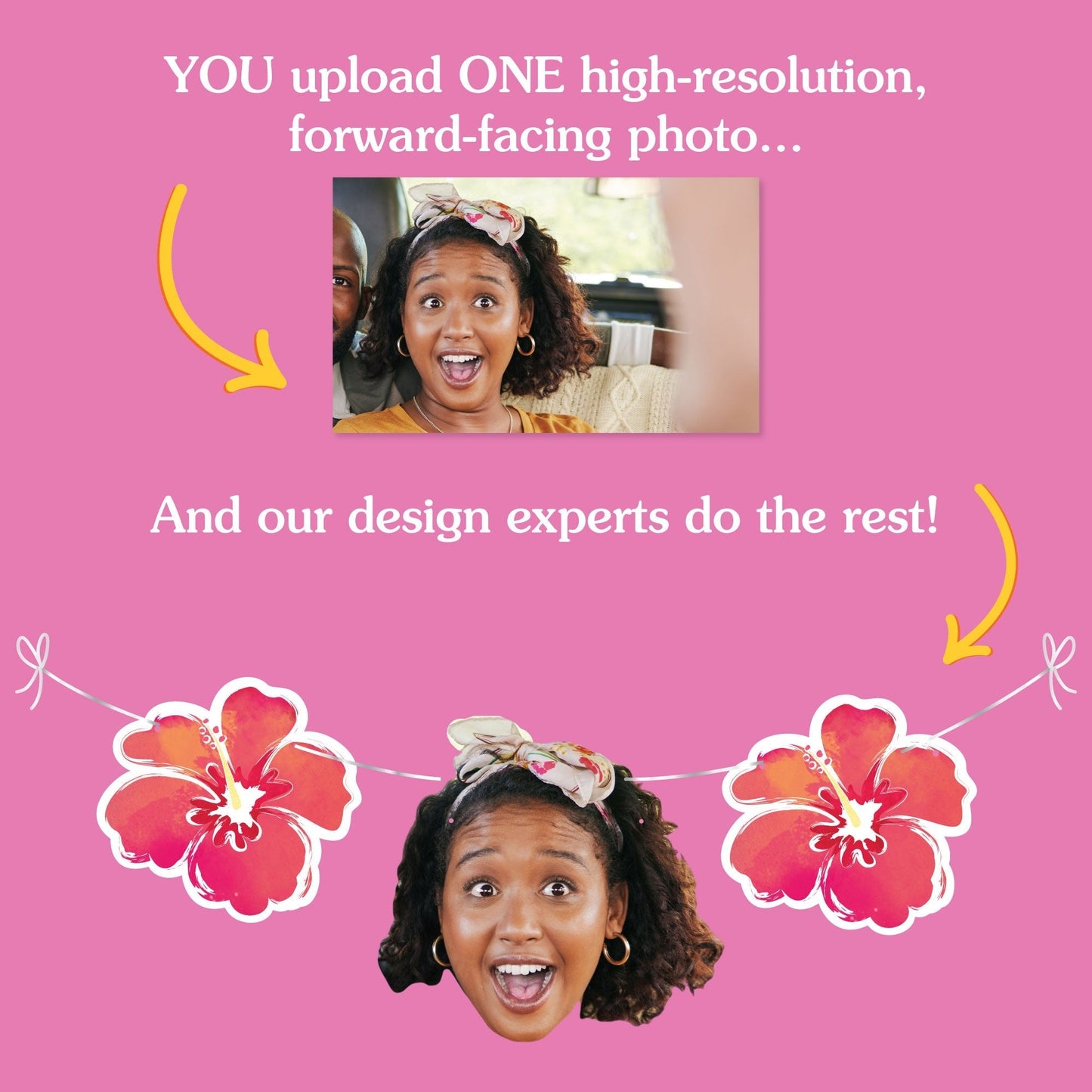 Custom Face Garland Banner - Hawaiian Luau