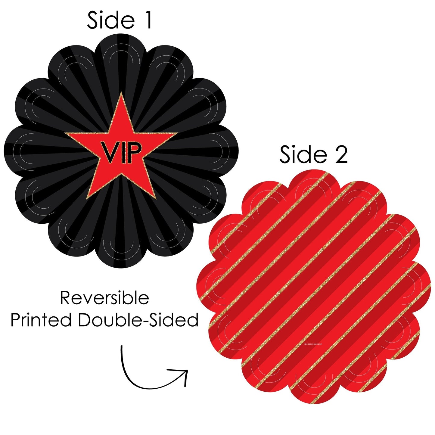 Red Carpet - Movie Night Party Round Table Decorations - Paper Chargers - Place Setting For 12