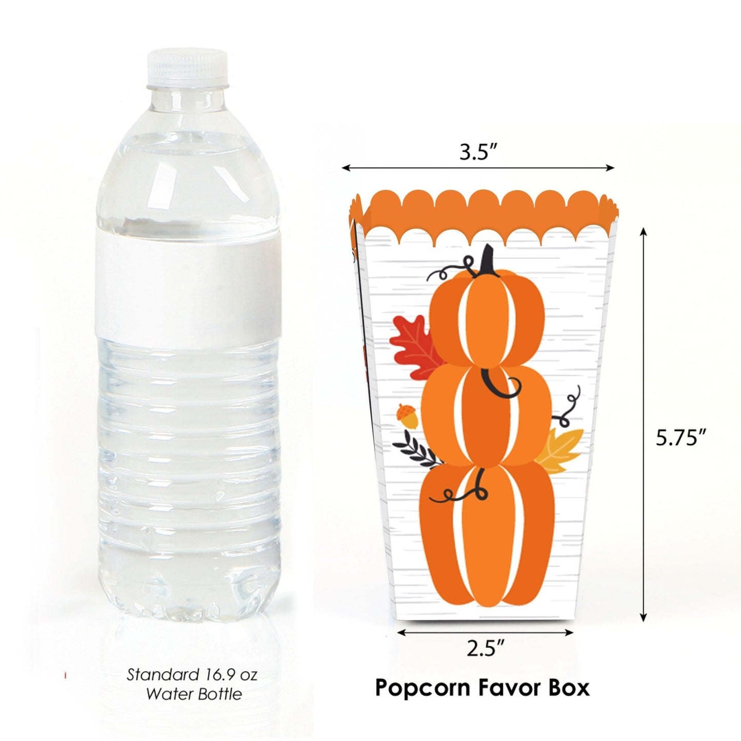 Fall Pumpkin - Halloween or Thanksgiving Party Favor Popcorn Treat Boxes - Set of 12