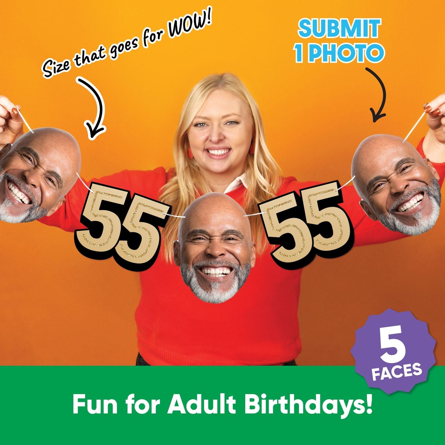 Custom Face 55th Birthday Garland Banner