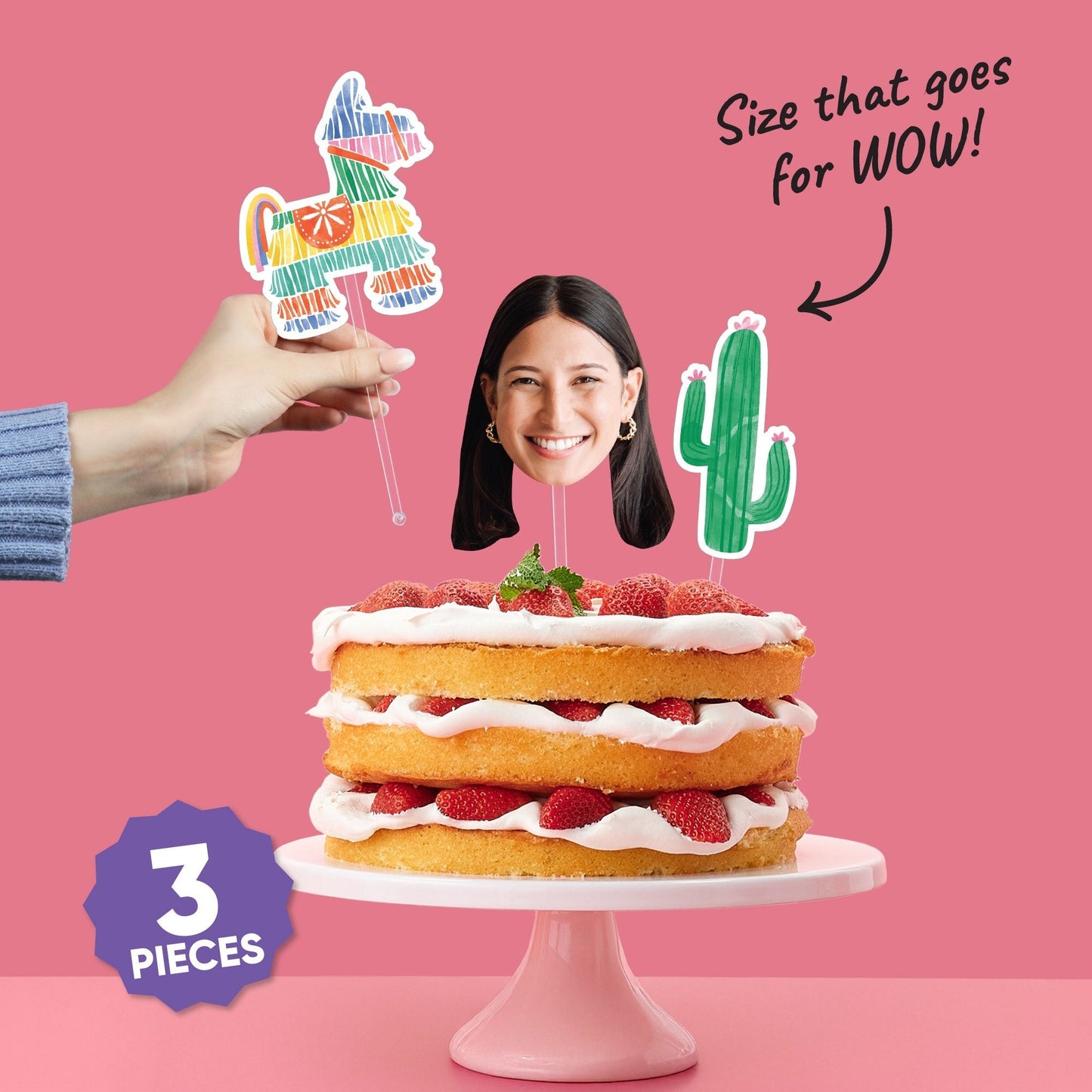 Custom Photo Fiesta Cake Topper - 3 Pc